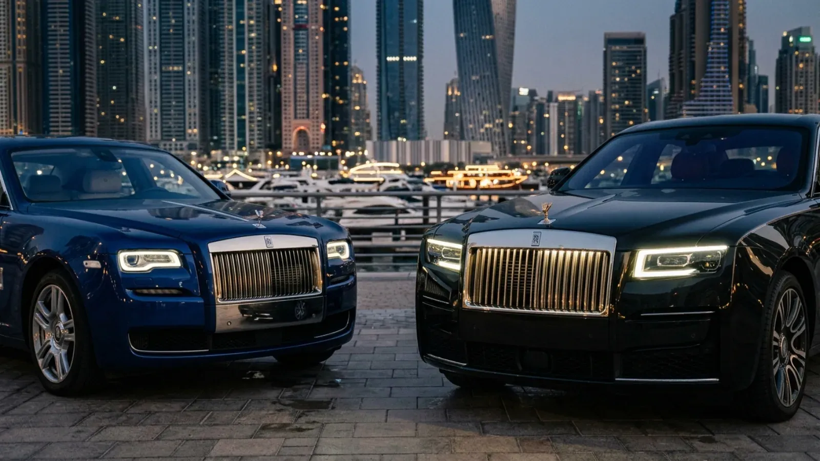 New 2025 Rolls-Royce Ghost Series II parked outside a five-star resort in Dubai