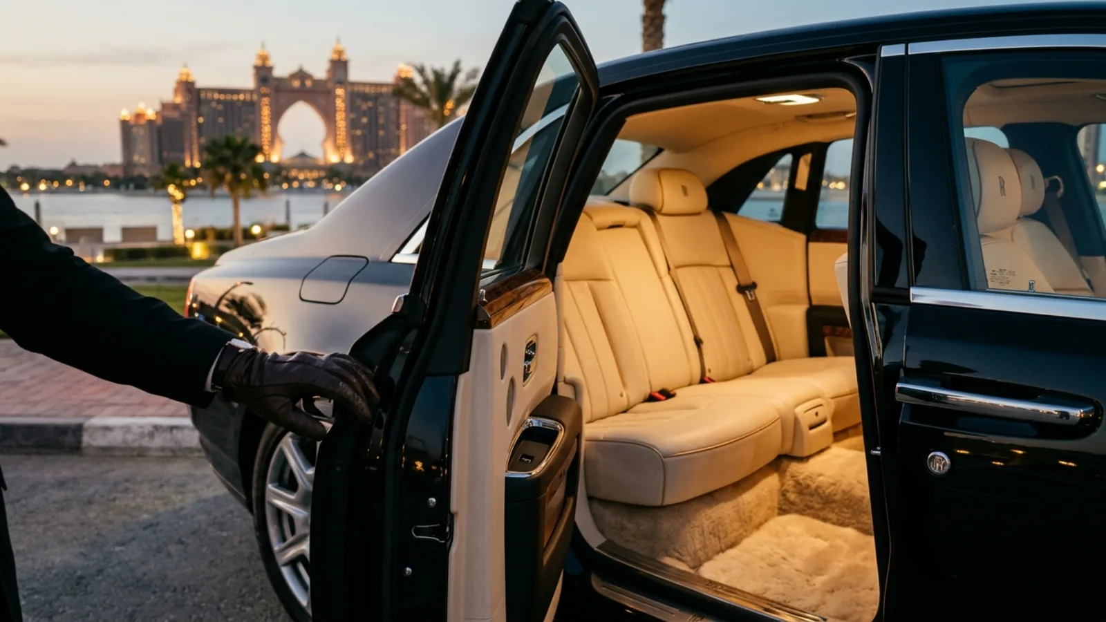 Блестящие ключи от Rolls-Royce Ghost в руке водителя, символизирующие стоимость аренды.